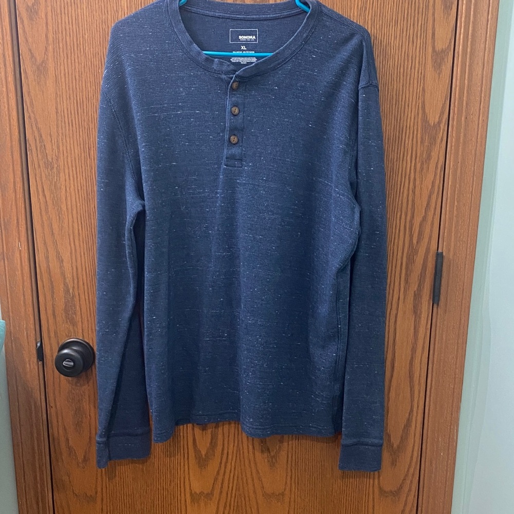 Sonoma Men's Navy Long Sleeve Shirt